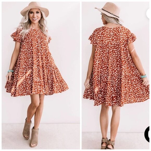 entro | Dresses | Entro Southern Sunset Babydoll Dress In Rust Sz Small ...